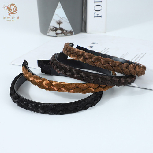 Wig Clip Korean Decorative Braid Hairband with Teeth Anti-Slip Hair Clip Wide Edge Headband Hairpin for Adult Women