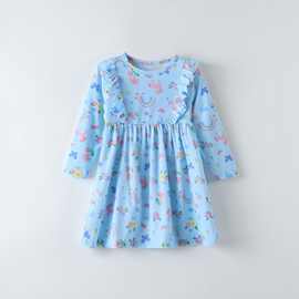 新款3-8岁女童独角兽长袖连衣裙气洋气圆领长袖春秋款公主连衣裙