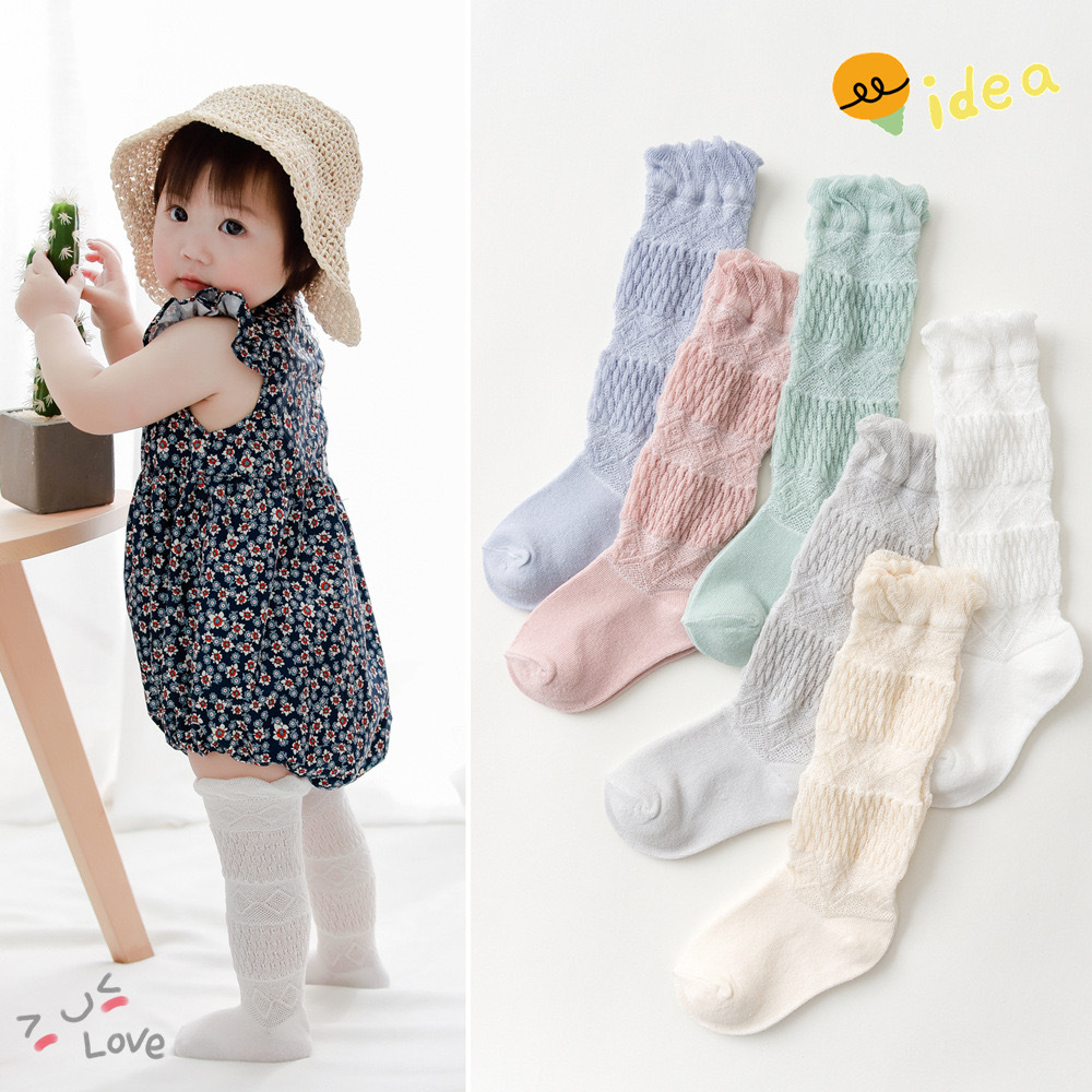 Summer thin baby stockings for men and women, mesh stockings for newborns, pure cotton breathable knee socks, high tube wholesale