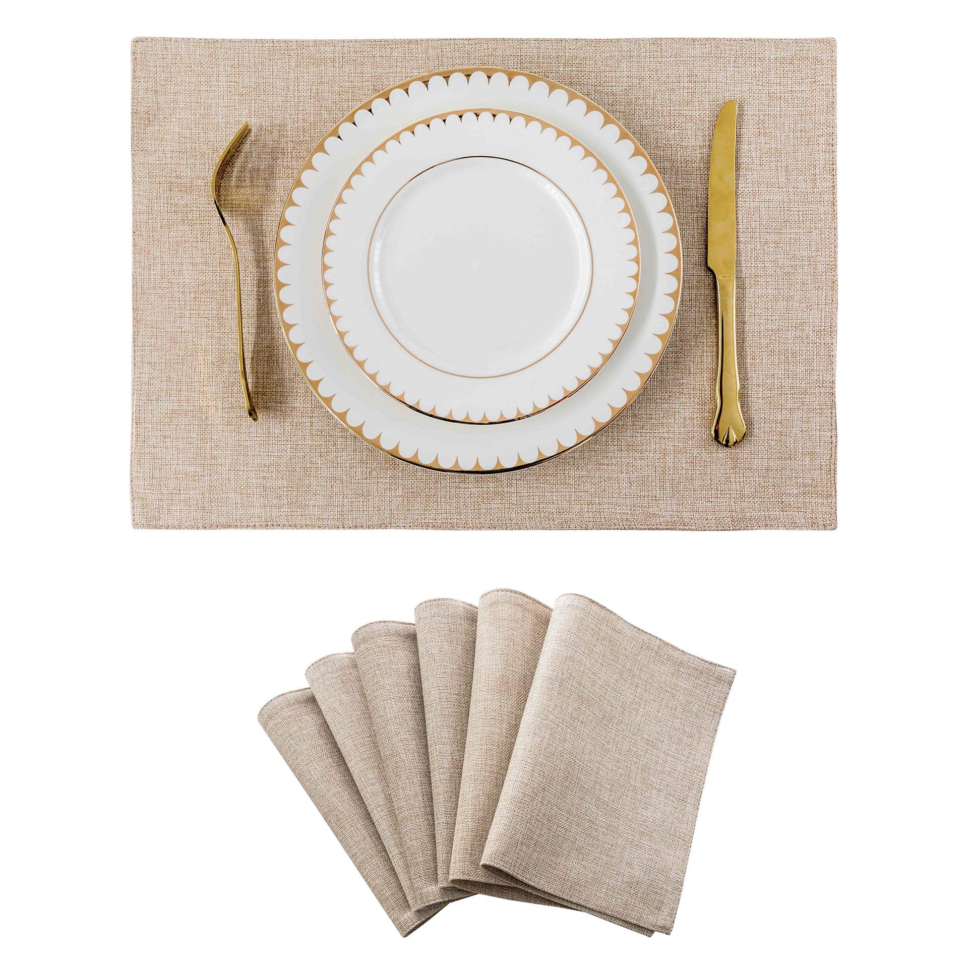 Cojín de lino de doble capa cojín de mesa de tela de color sólido lavable anti-deslizante aislamiento térmico cojín de taza cojín de mesa de aislamiento térmico