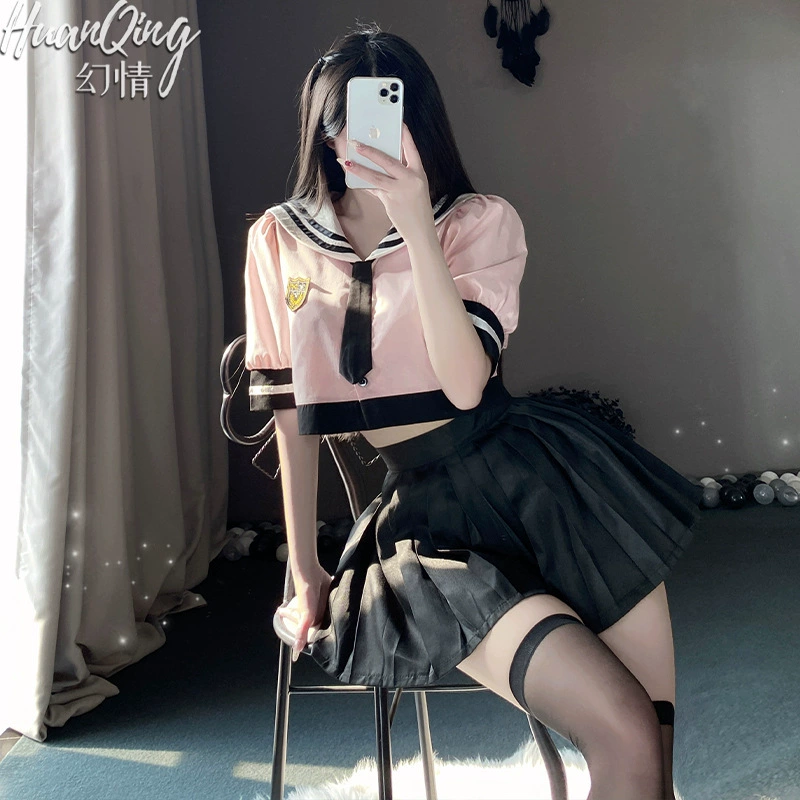 幻情 Sexy pleated skirt for students, uniform, set