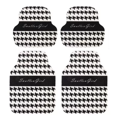 Set of Floor Mats, Avtomobil döşəmə paspasları - black-and-white-houndstooth-3344cm-pack-of-two