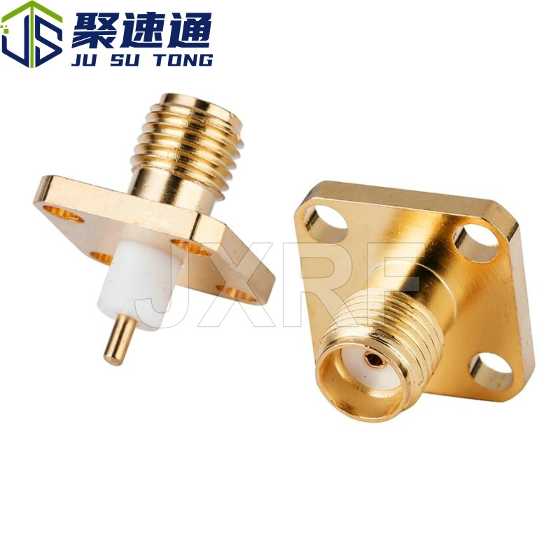 RF射频同轴连接器SMA-KFD SMA母四孔方板法兰盘固定信号盒天线座