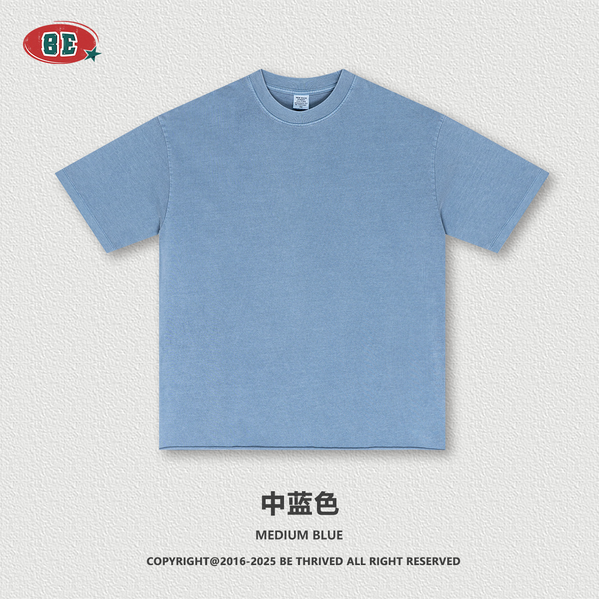 Be Hombres| 2025 verano marca de moda americana pesada azul borde grande hombre camiseta de mangas cortas pantalones cortos set hombre