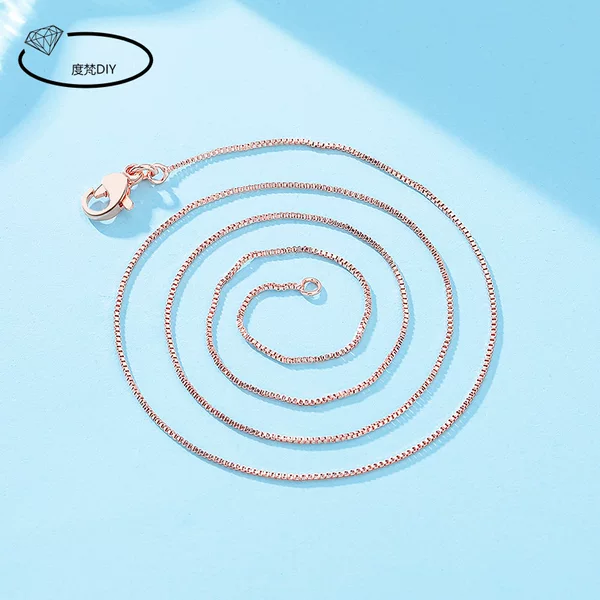 Live e-commerce supply white gold rose gold box chain necklace pendant accessories clavicle chain copper silver plated
