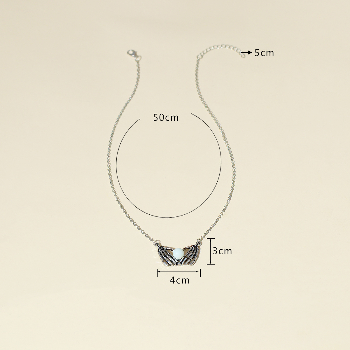 HJJ Halloween-Accessoires-Serie Herz-Punk-Totenkopf-Hand-Perlenkette im Dunkeln leuchtend_voghion.com