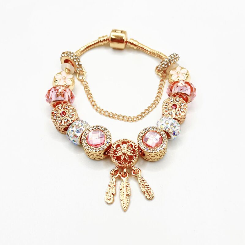 Panjia style bracelet female Net red ins niche light luxury 14K gold dream catcher pendant glass beads bracelet bracelet tide Panjia style bracelet female Net red ins niche light luxury 14K gold dream catcher pendant glass beads bracelet bracelet tide