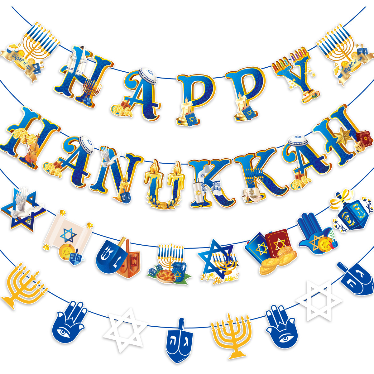 Cross-Border Jewish Hanukkah Party Decorations Hanukkah Hanukkah Flag Banner Holiday Decoration Supplies