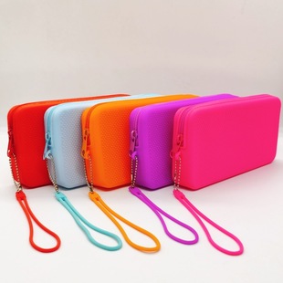 Cross-Border Dropshipping Spot Summer Fresh Colorful Silicone Cosmetic Bag Waterproof Beach Silicone Mobile Phone Bag