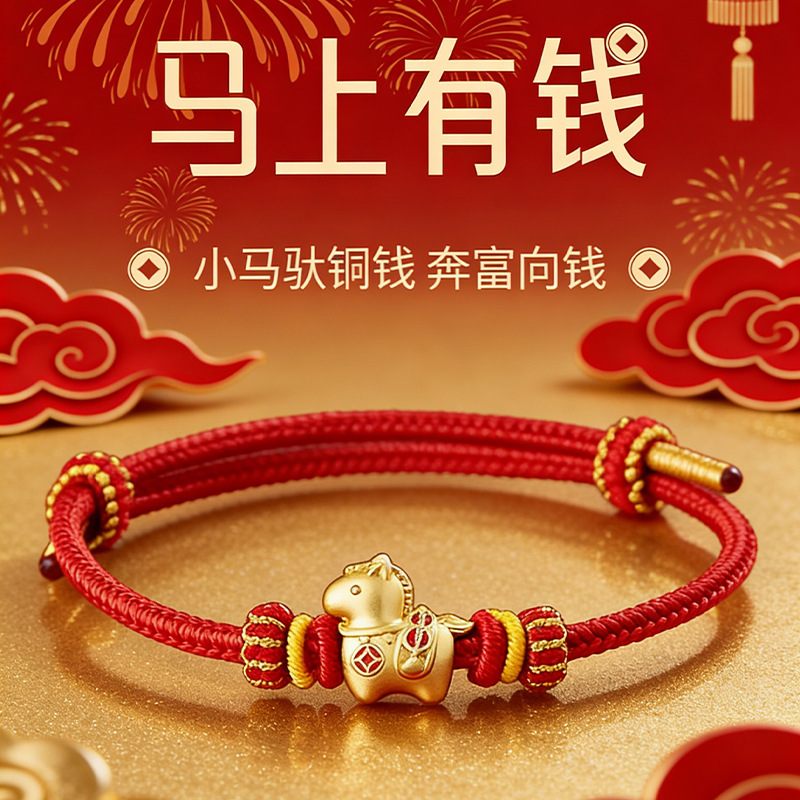 DIY Red String Bracelet for the Year of the Horse 2026, Suitable for Threading Gold Beads, Good Luck in the Year of Birth DIY Red String Bracelet for the Year of the Horse 2026, Suitable for Threading Gold Beads, Good Luck in the Year of Birth