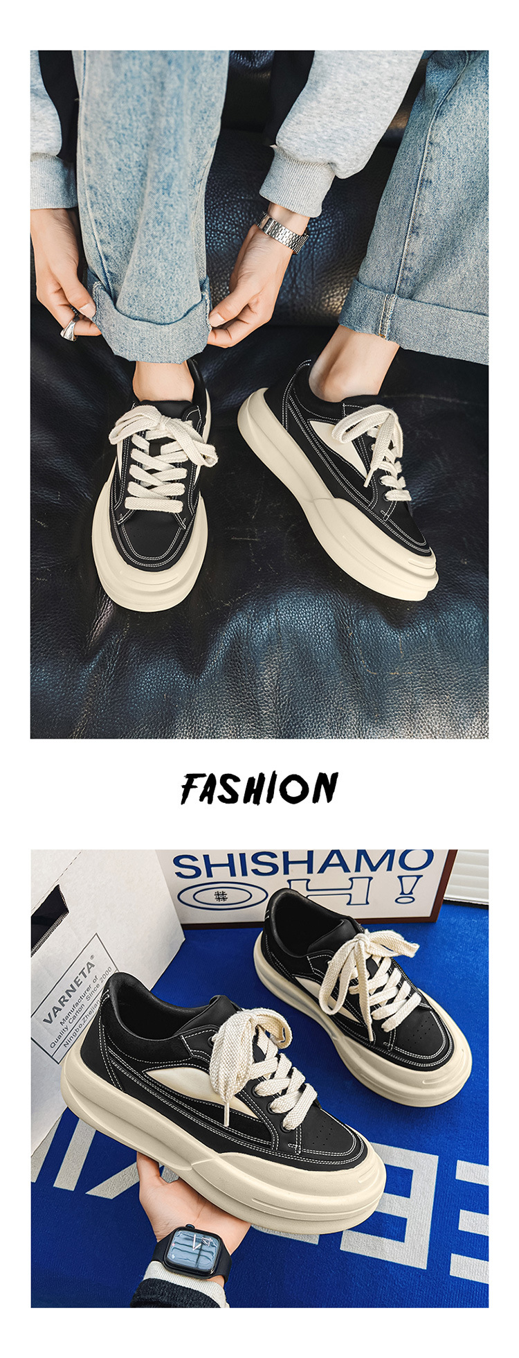Chaussures décontractées homme à semelles épaisses et rehaussantes_voghion.com