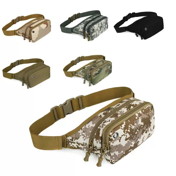 Men's Luya Waist Bag Camouflage Double-Layer Large-Capacity Mobile Phone Bag Outdoor Sports Cycling Tactical Chest Bag Leisure Travel