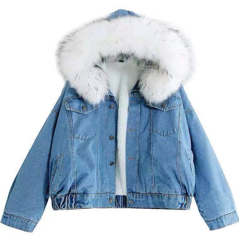 Women's Denim Jacket Winter Hooded Thickened Cotton Coat_voghion.com