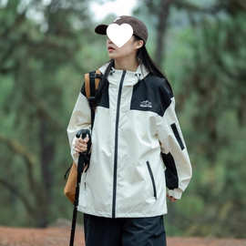 新款日系复古工装拼接男女户外登山服美式防风冲锋衣情侣夹克批发