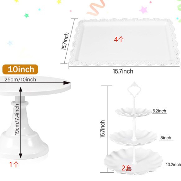 De estilo europeo de 3 capas plato de merienda plato de fruta té de la tarde postre soporte de exhibición mesa de postre soporte de la torta mesa de combinación de la torta