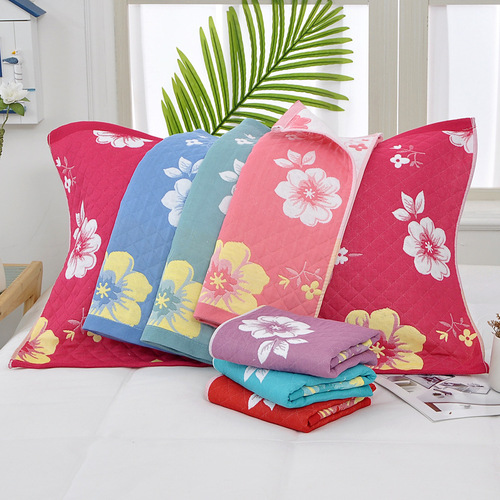 Pillow towel pure cotton three-layer gauze adult and child cotton household couple thickened sweat-absorbent pillow towel manufacturer wholesale