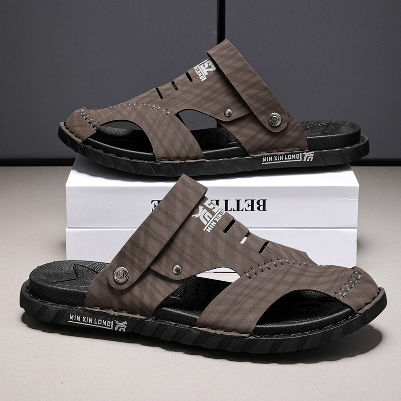 Sandalias para hombres de verano para hombres con bolsas de fondo suaves, zapatos deportivos de doble propósito, nuevos zapatillas de agujero casuales de playa.
