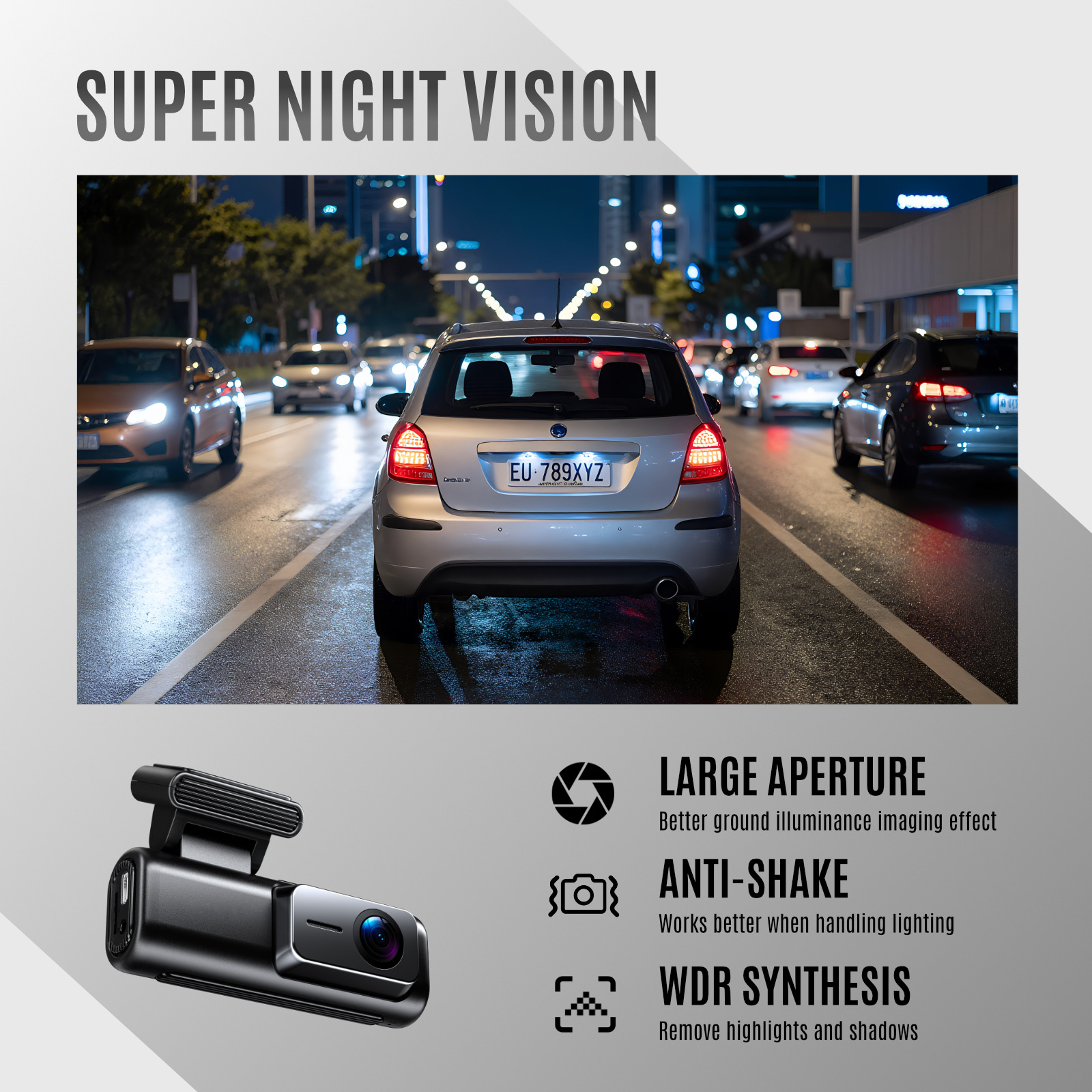 Cross-border new model, screenless 4K HD dashcam with dual recording, Wi-Fi, GPS, and night vision – available on Amazon