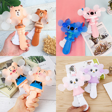 便携手压卡通双头小风扇儿童玩具礼品安全软叶手持手动迷你小风扇