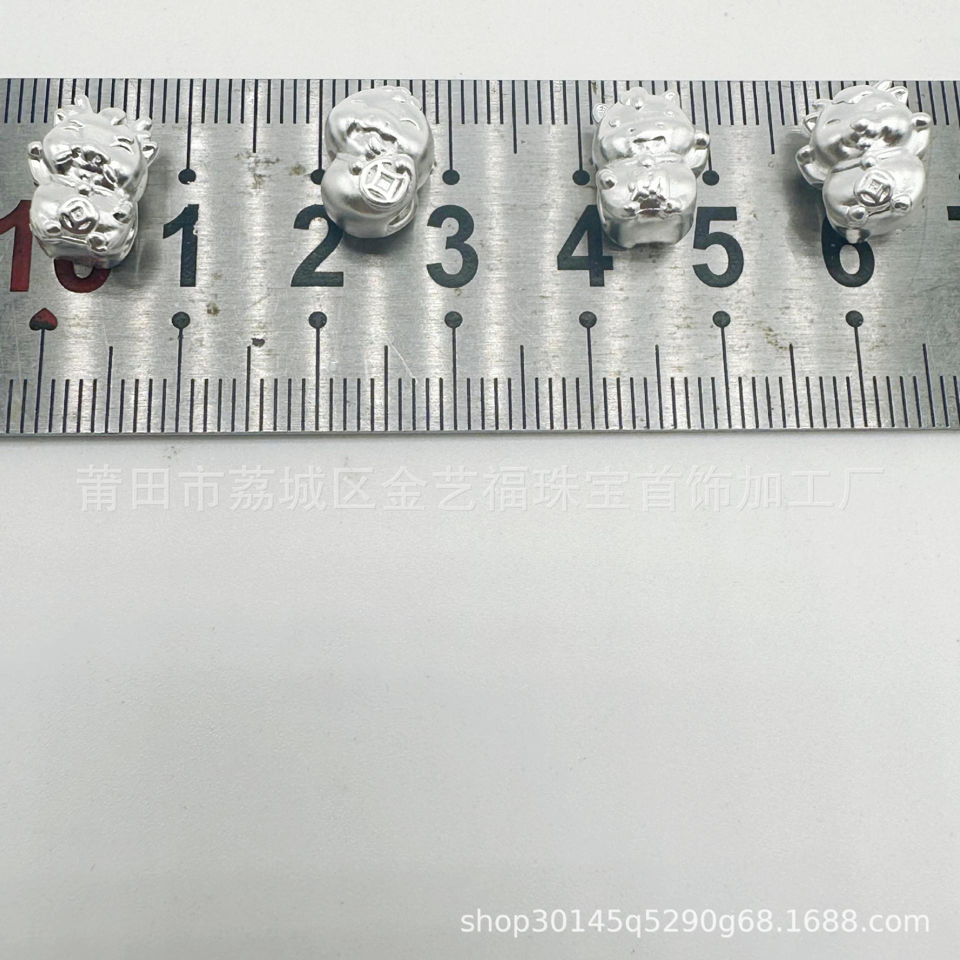 S999 Twelve Zodiac Sign Bracelet Spacer Beads Accessories DIY Braided String Bead Bracelet Pure Silver Material Accessories Rabbit Hair Crystal