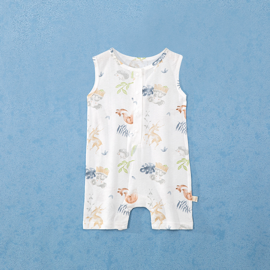 Ropa de verano para bebés, mono fino de algodón de bambú, ropa de aire acondicionado para bebés, ropa de escalada, ropa de manga corta de estilo nórdico