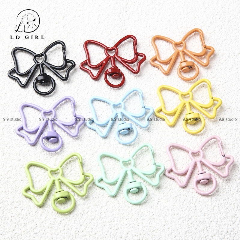 Colorful Painted Bow Keychain Spring Clasp Dog Clip DIY Accessories Pendant Phone Chain Bag Clip Graduation Gift Colorful Painted Bow Keychain Spring Clasp Dog Clip DIY Accessories Pendant Phone Chain Bag Clip Graduation Gift