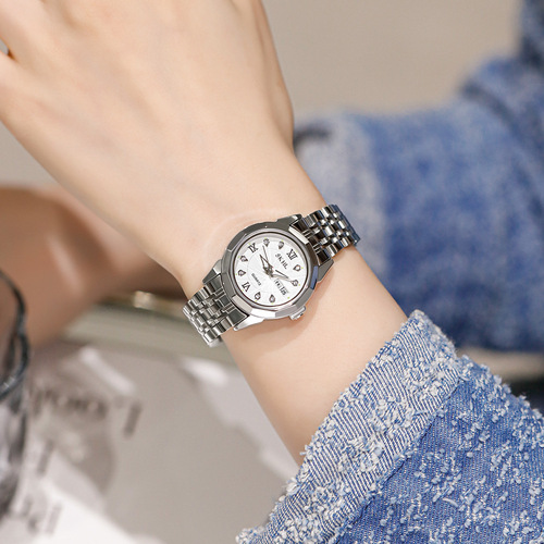 Time and Space Corridor New Luminous Fashion Quartz Watch Roman Temperament Rhinestone Small Disc Calendar Ladies Steel Band Watch