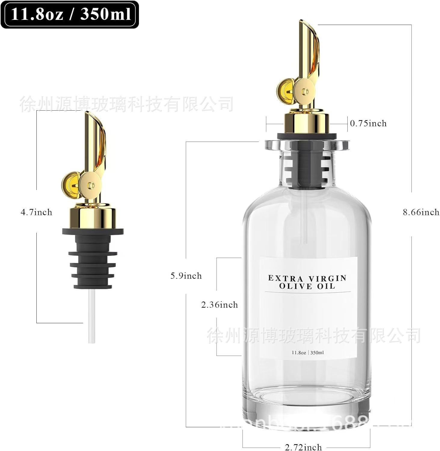 Productos de cocina transfronterizos Amazon 350ml auto-abierto y cerrado aceite de vidrio vinagre de vinagre de aceite de aceite de aceite de aceite no colgar oliva