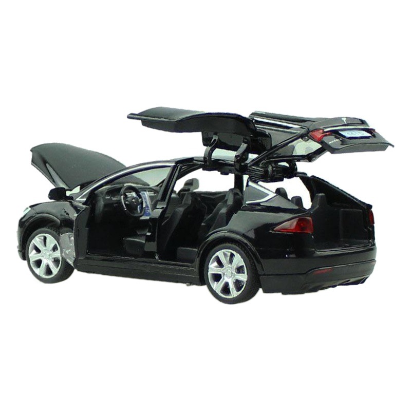 Baosilun seis puertas abiertas coche deportivo Tire hacia atrás el sonido y la luz del coche de juguete ala de gaviota puerta del coche de metal 6610 Tesla a granel