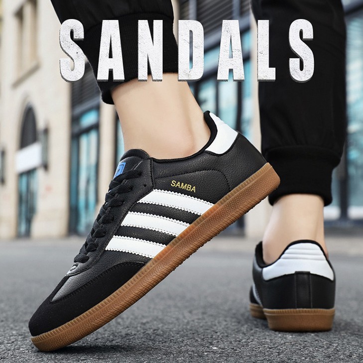 新款德训鞋三叶草黑白灰复古运动鞋子男士休闲鞋潮流百搭板鞋批发