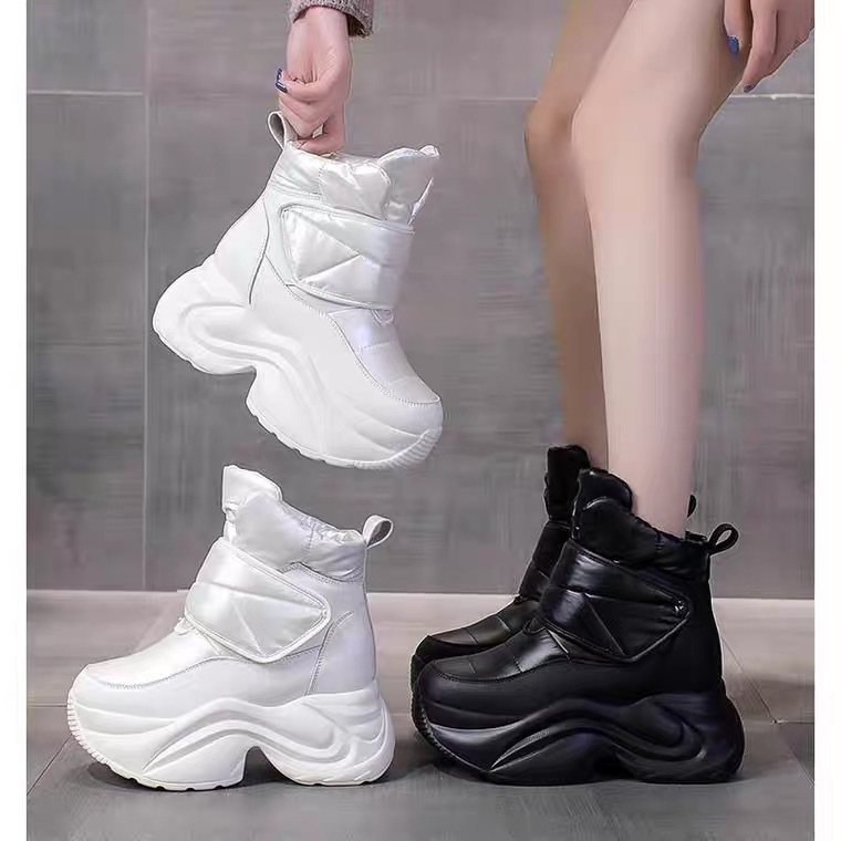 Inner Height Increase Snow With Fleece Lining, Thick Sole, Waterproof Cotton Shoes For Women, 2025 Winter New Style,_voghion.com