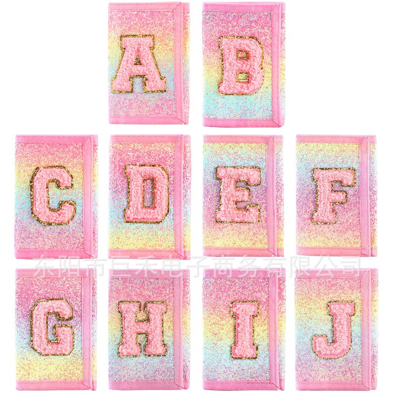 Cross-Border Letter Wallet Girl Student Children Halter Wallet Cartoon Glitter Wallet Gift Folding Id Card Holder