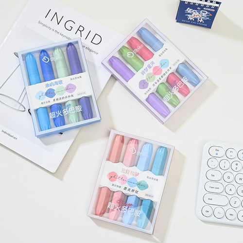 Double-ended highlighter marker pen for eye-protection students with color marker pen to highlight high-looking highlighter pen