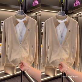 秋季轻奢男装新款老钱风潮流高品质夹克感时尚立领简约外套无