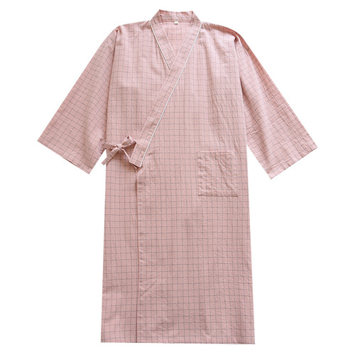 Summer new couple home robe spring and autumn thin pure cotton men's and women's washed cotton bathrobe 100% cotton comfortable manufacturer direct supply