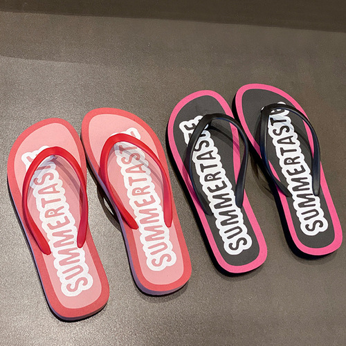 Candy-colored casual flip-flops, beach vacation fashion flip-flops for women, flat-soled non-slip flip-flops for beach wear