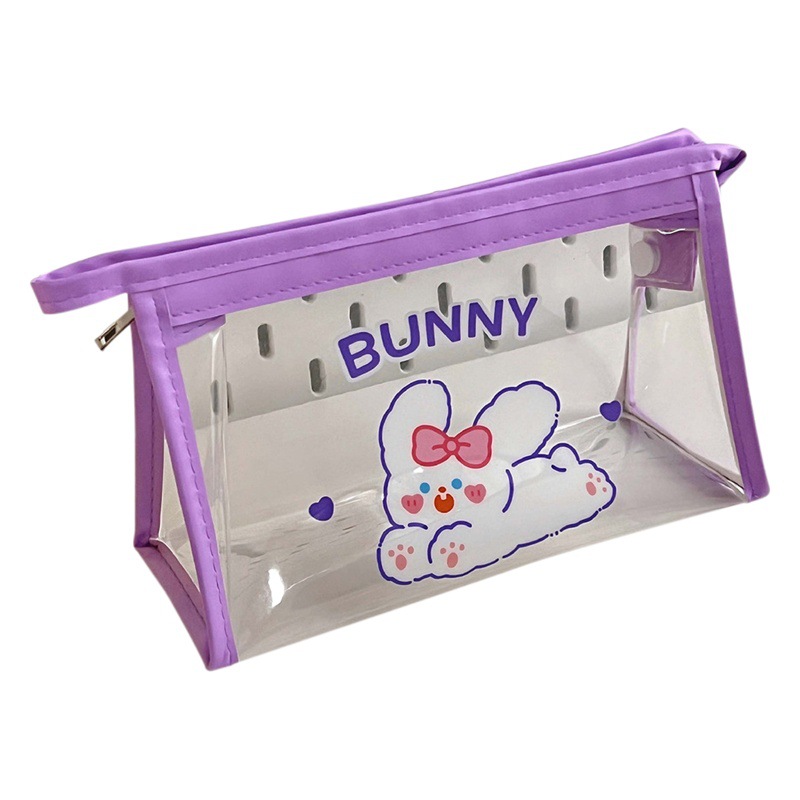 Tengyi ins de dibujos animados triángulo transparente bolsa de cosméticos portátil de gran capacidad caja de lápiz impermeable bolsa de almacenamiento de papelería