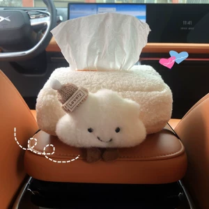 New Car Tissue Box, Car Armrest Box Tissue Bag, Seat-Mounted Car Tissue Bag, Large Capacity, Cute Cloud Design
