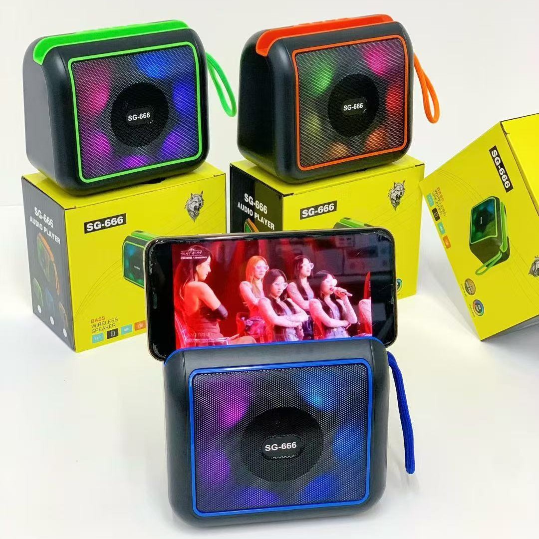 sg-666 cross-border colorful light portable wireless bluetooth speaker outdoor card subwoofer creative gift small speaker