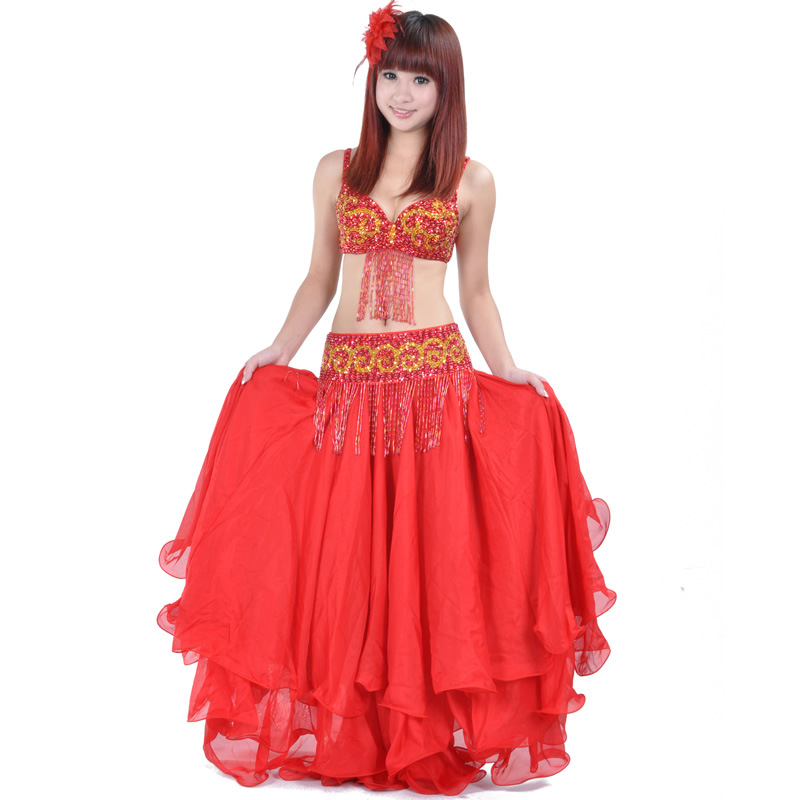 레드 + 골드 [브라 + 벨트 + 스커트]