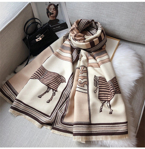 New scarf for women, imitation cashmere autumn and winter Korean style horse double-sided shawl thickened warm scarf one piece drop shipping