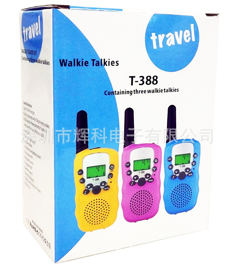 Amazon T388 walkie-talkie de los niños de Europa y América walkie-talkie fuente de alimentación de mano de suministro directo de fábrica