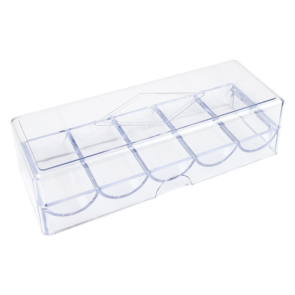 Bandeja de caja de chips de plástico de suministro con tapa 100 piezas caja de rack de chips de acrílico transparente caja de chips de plástico personalizada