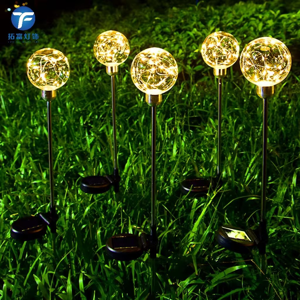 led圆球芦苇灯透明圆球铜线灯亮化工程草坪灯户外防水庭院插地灯