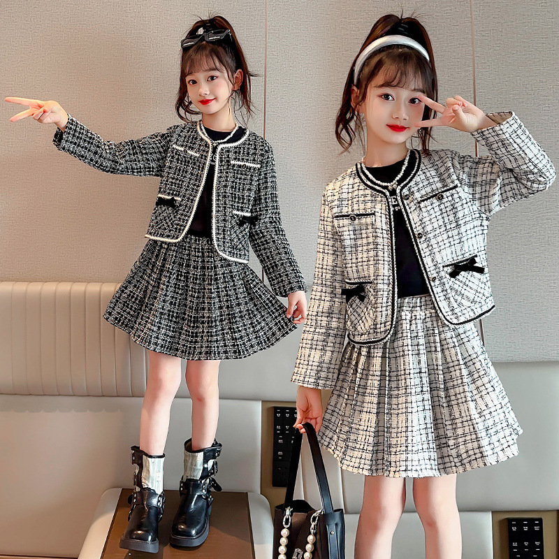 Mädchen Tweed Set Im Kleinen Duft Stil Für Modische Kinder_voghion.com