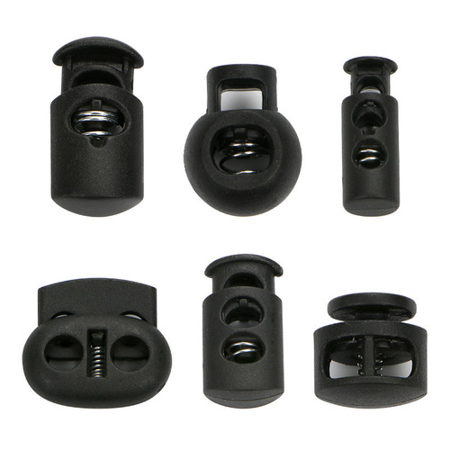 Factory cross-border buttons, plastic spring buckles, nylon rope buckles, black, luggage and shoe pull-out decorative buttons