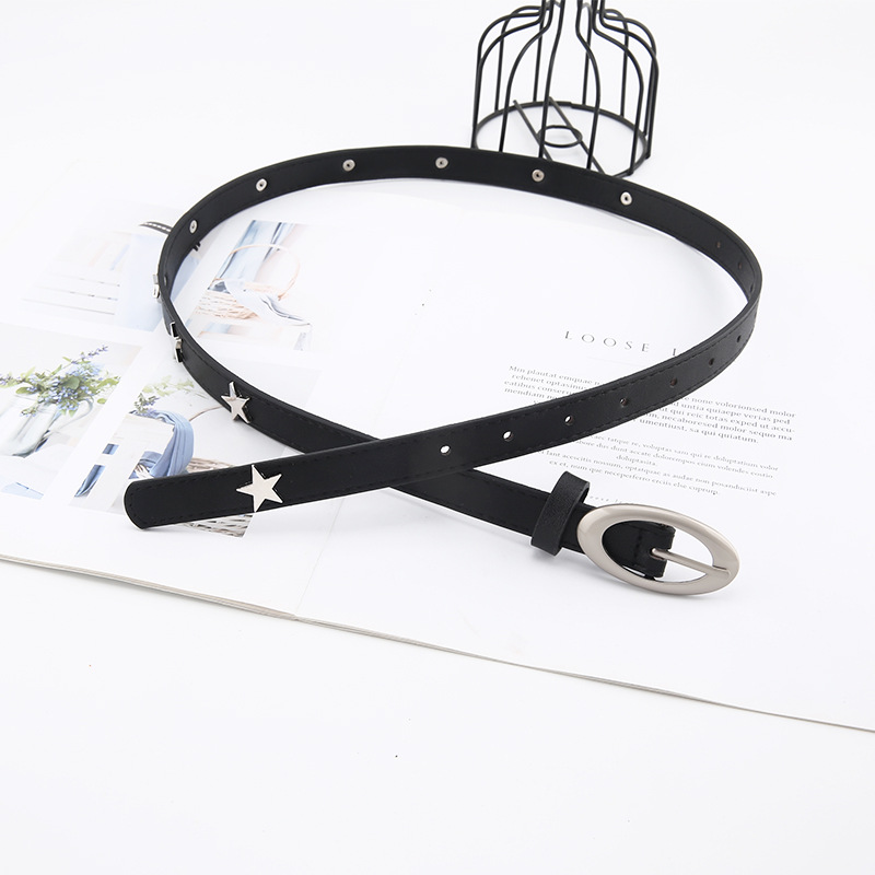 Niche Design Thin Belt Female Star Decorative Jeans with Versatile Korean Style Black Belt 2023 New Summer