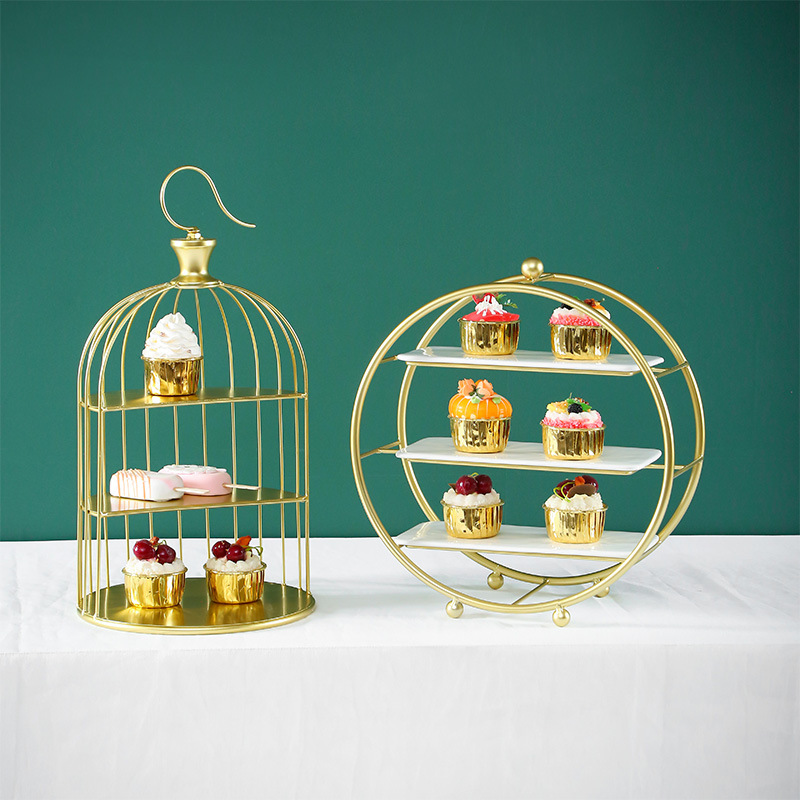 Decoración de postre europea estante de exhibición de decoración de boda bandeja de pastel de la tarde estante de refresco de té de comida fría mesa de descanso de té