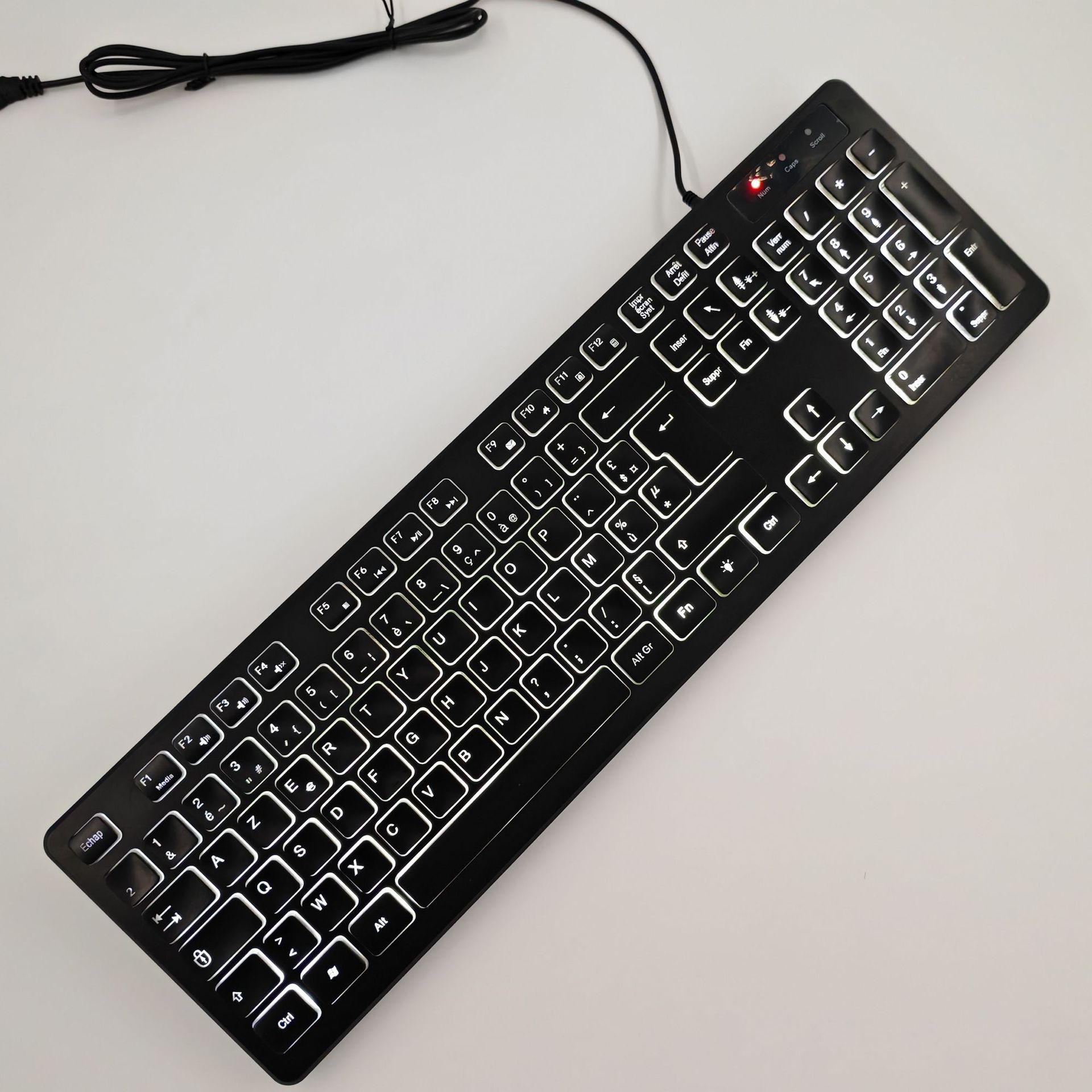 Французская версия белого света светящаяся клавиатура