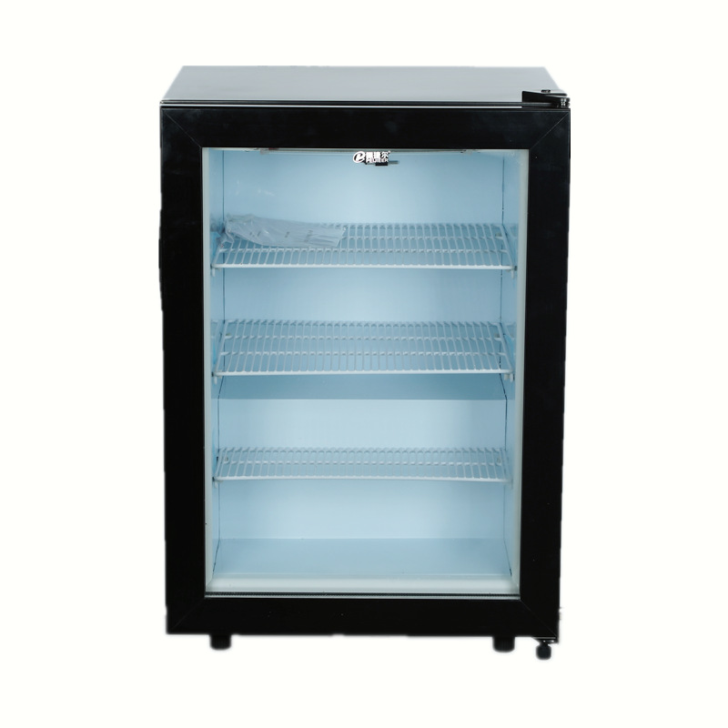 Puerta de cristal transparente Tienda de helados de congelación rápida gabinete Durian vitrina congelador 98L completo congelado mini refrigerador